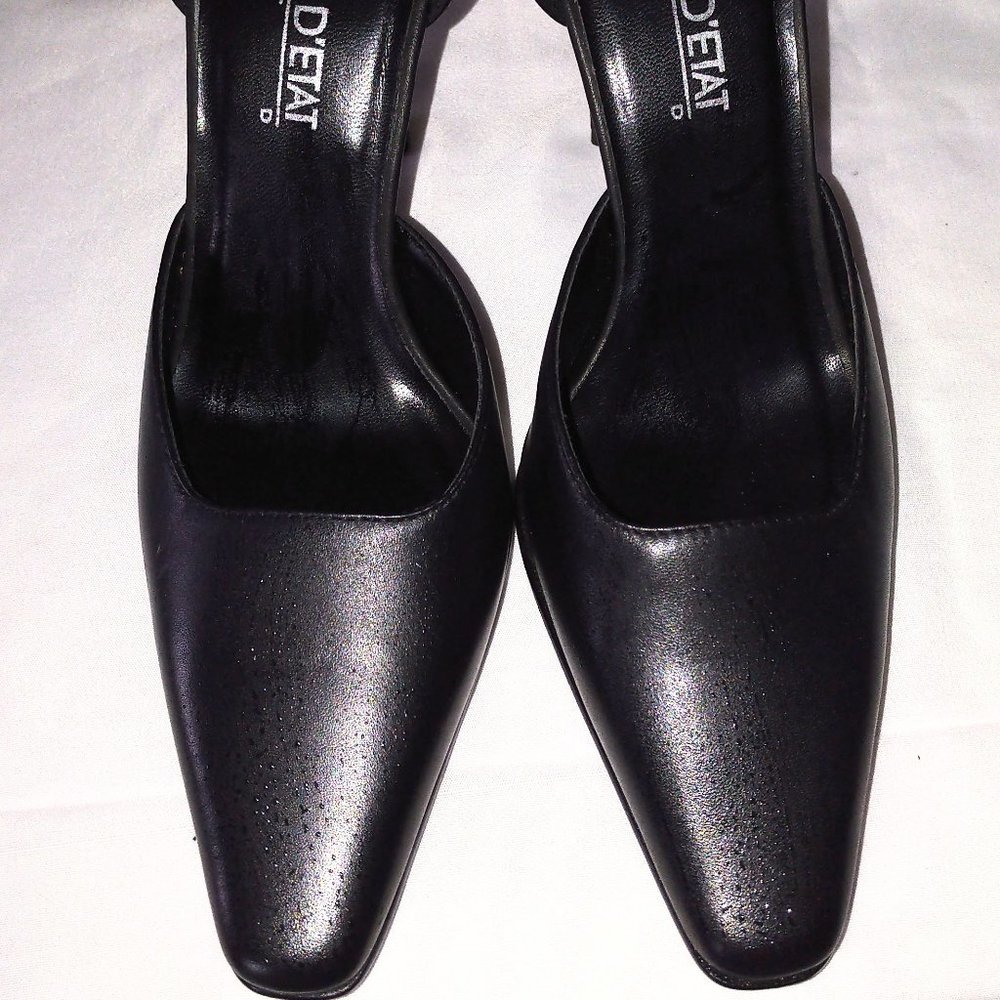 RELISTED- Black Leather Slingback Pumps
